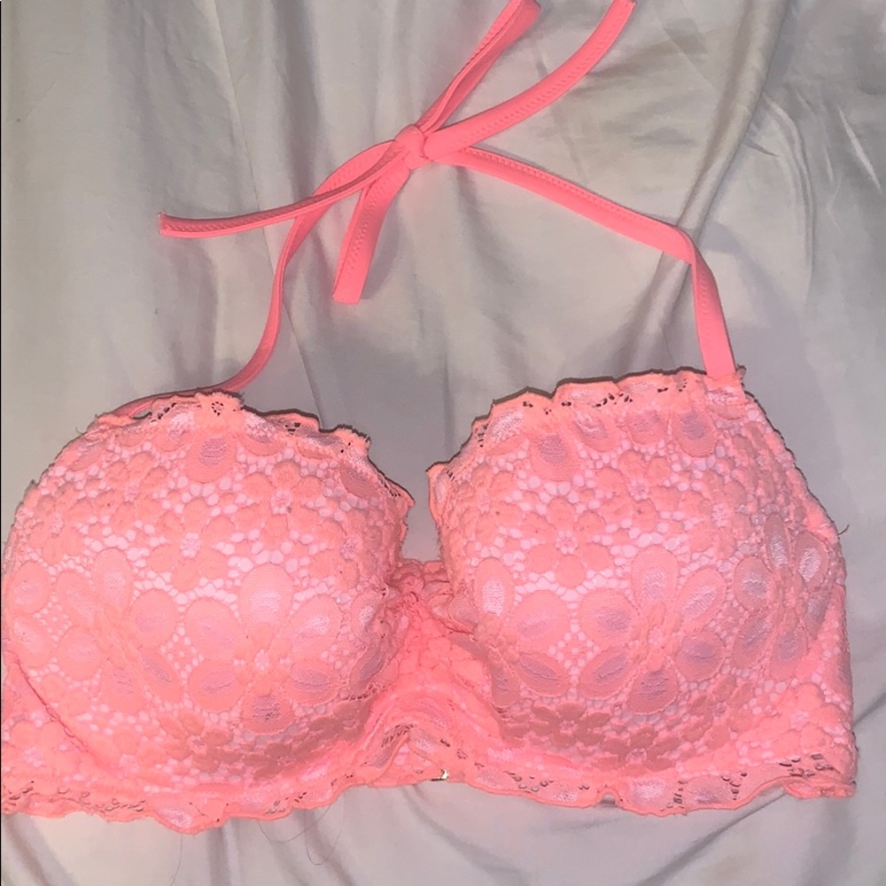 Bright pink lace swimsuit top